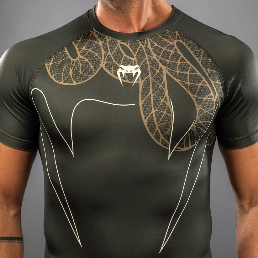 Venum Serpenti Short Sleeve Rashguard Khaki/Bronze/Ivory